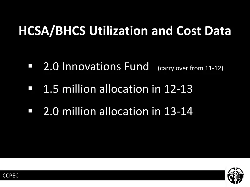 hcsa bhcs utilization and cost data