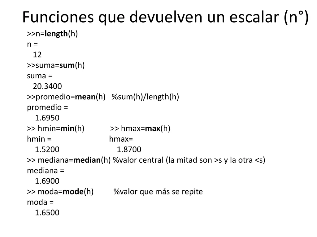 funciones que devuelven un escalar n n length