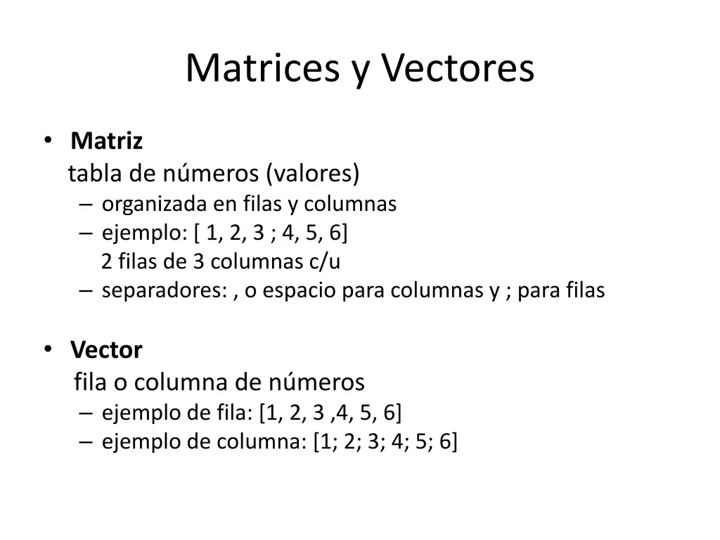 matrices y vectores