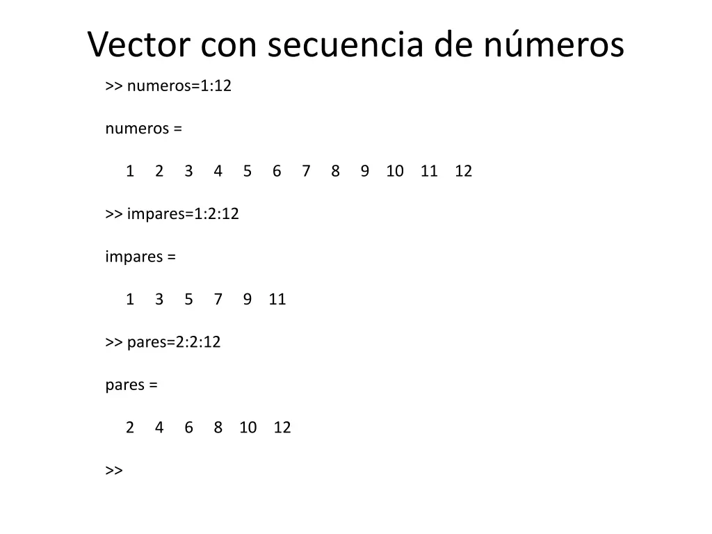 vector con secuencia de n meros