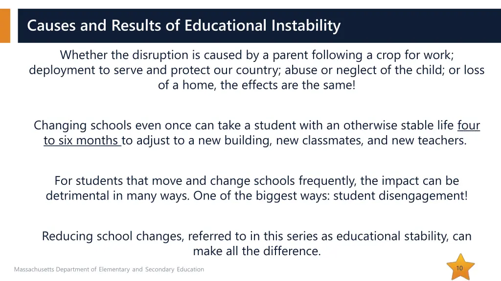 causes and results of educational instability