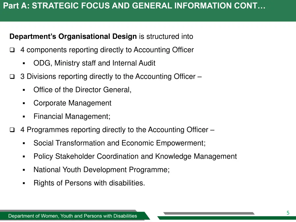 part a strategic focus and general information