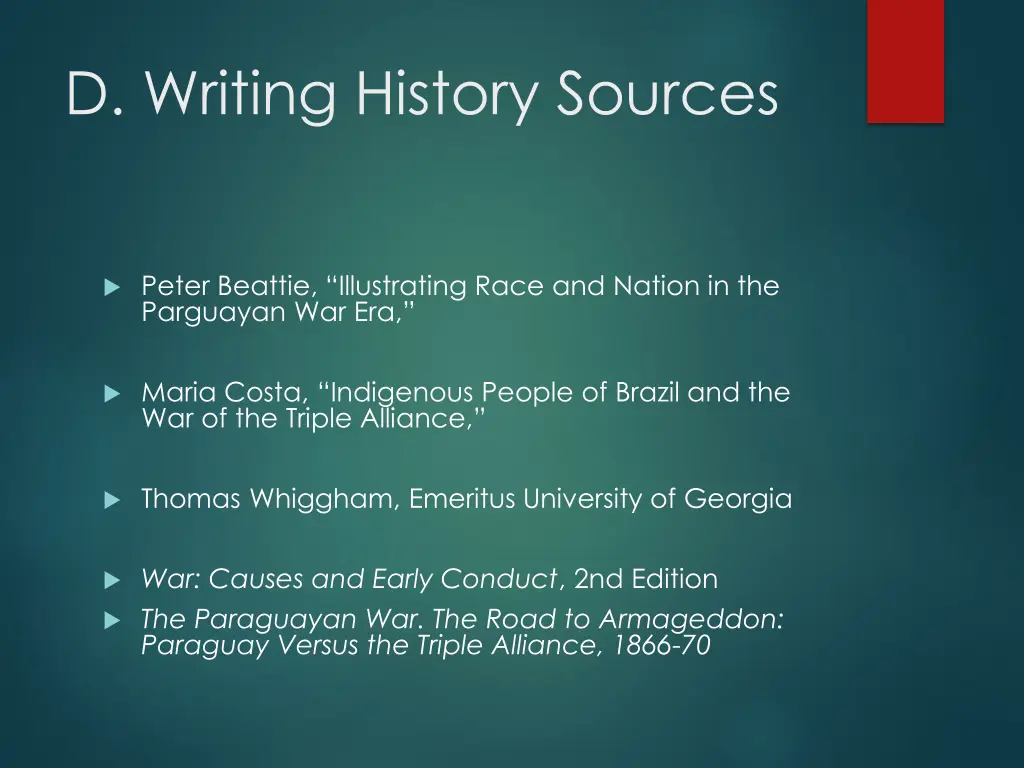 d writing history sources