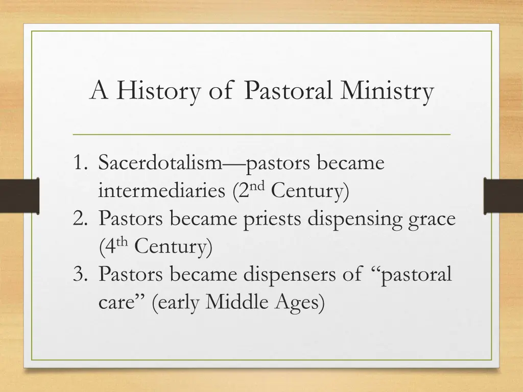 a history of pastoral ministry