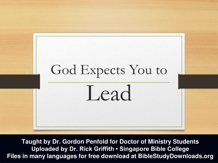 god expects you to lead