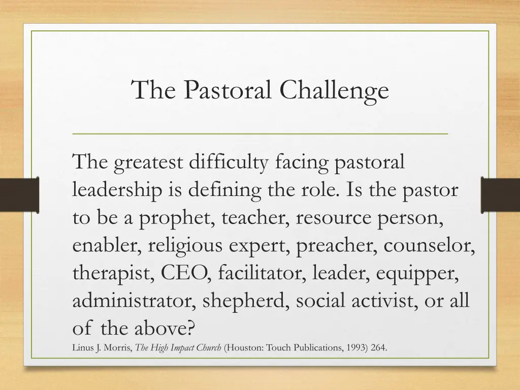 the pastoral challenge