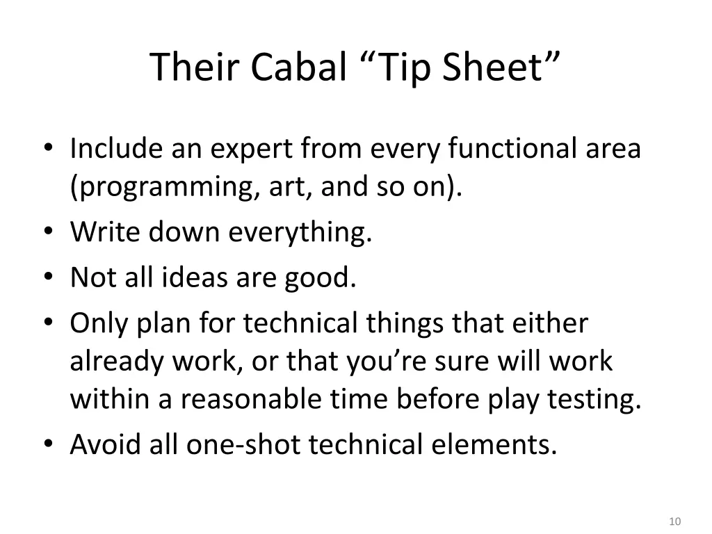 their cabal tip sheet