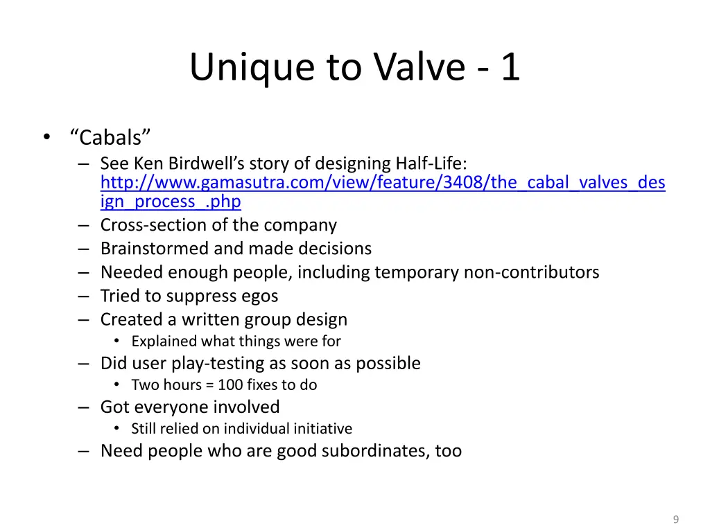 unique to valve 1