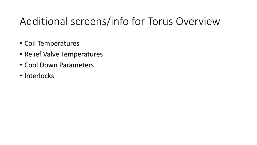 additional screens info for torus overview