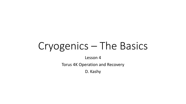 cryogenics the basics