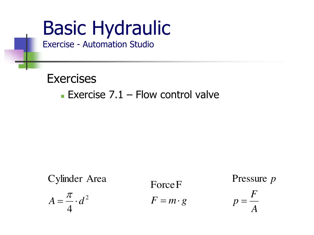 basic hydraulic exercise automation studio