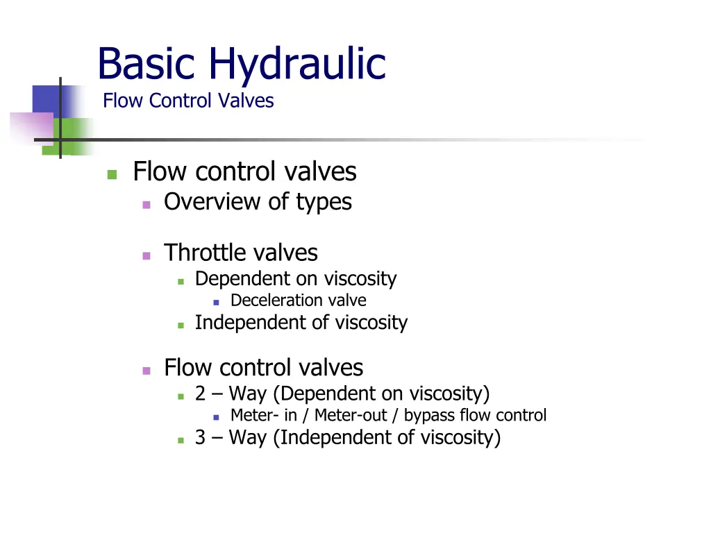 basic hydraulic flow control valves 1