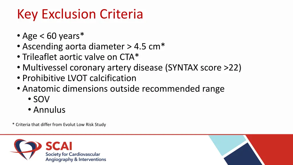 key exclusion criteria