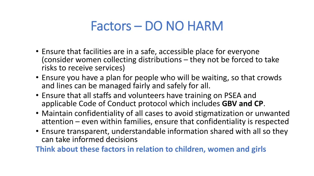 factors factors do no harm do no harm