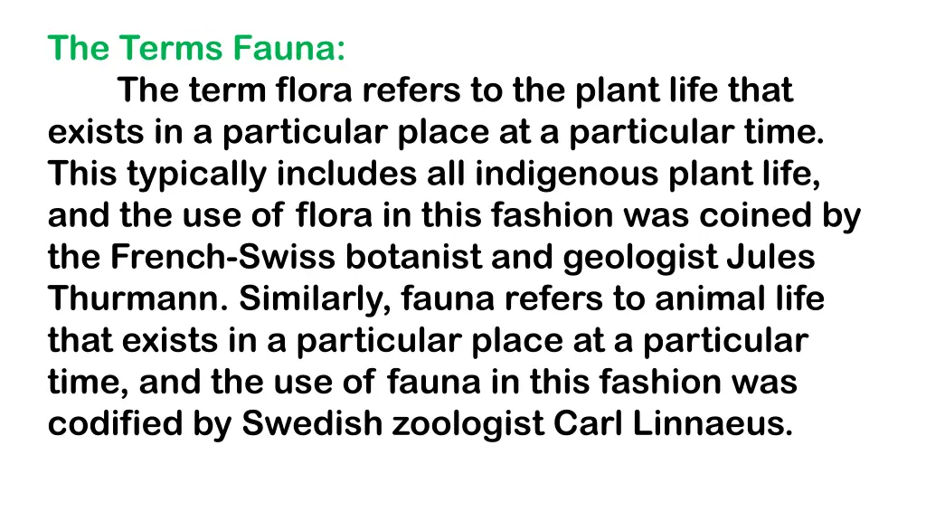 the terms fauna the term flora refers