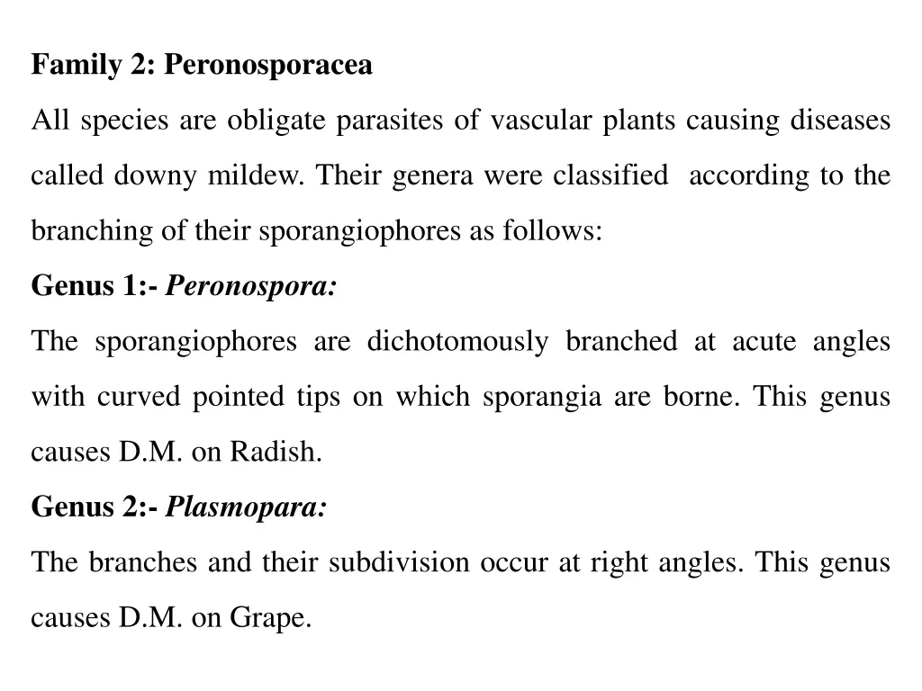 family 2 peronosporacea