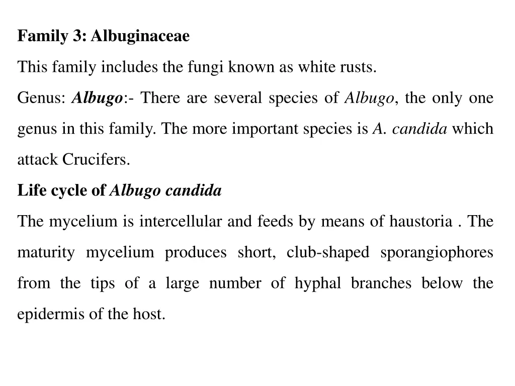 family 3 albuginaceae