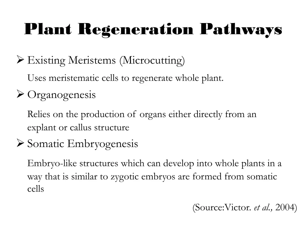 plant regeneration pathways