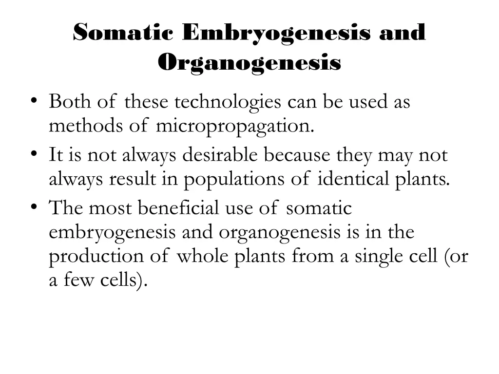 somatic embryogenesis and organogenesis