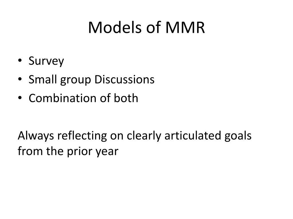 models of mmr