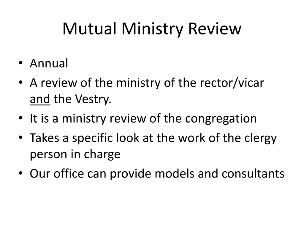 mutual ministry review