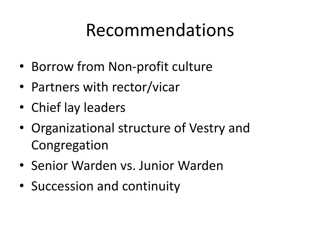 recommendations