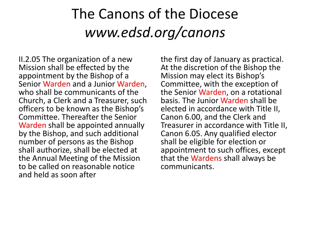 the canons of the diocese www edsd org canons 2