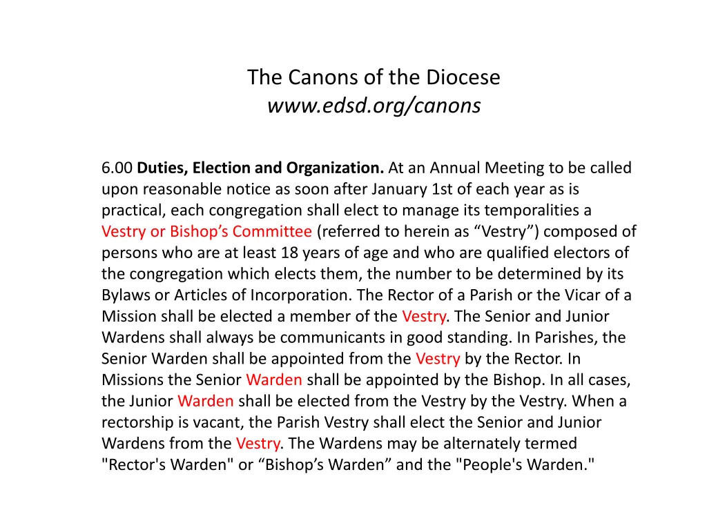 the canons of the diocese www edsd org canons