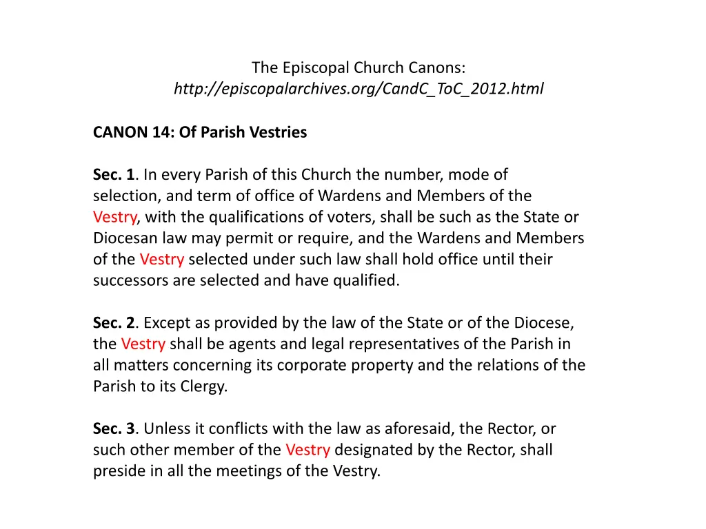 the episcopal church canons http