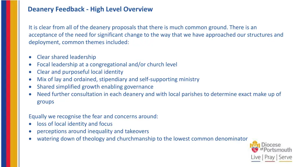 deanery feedback high level overview