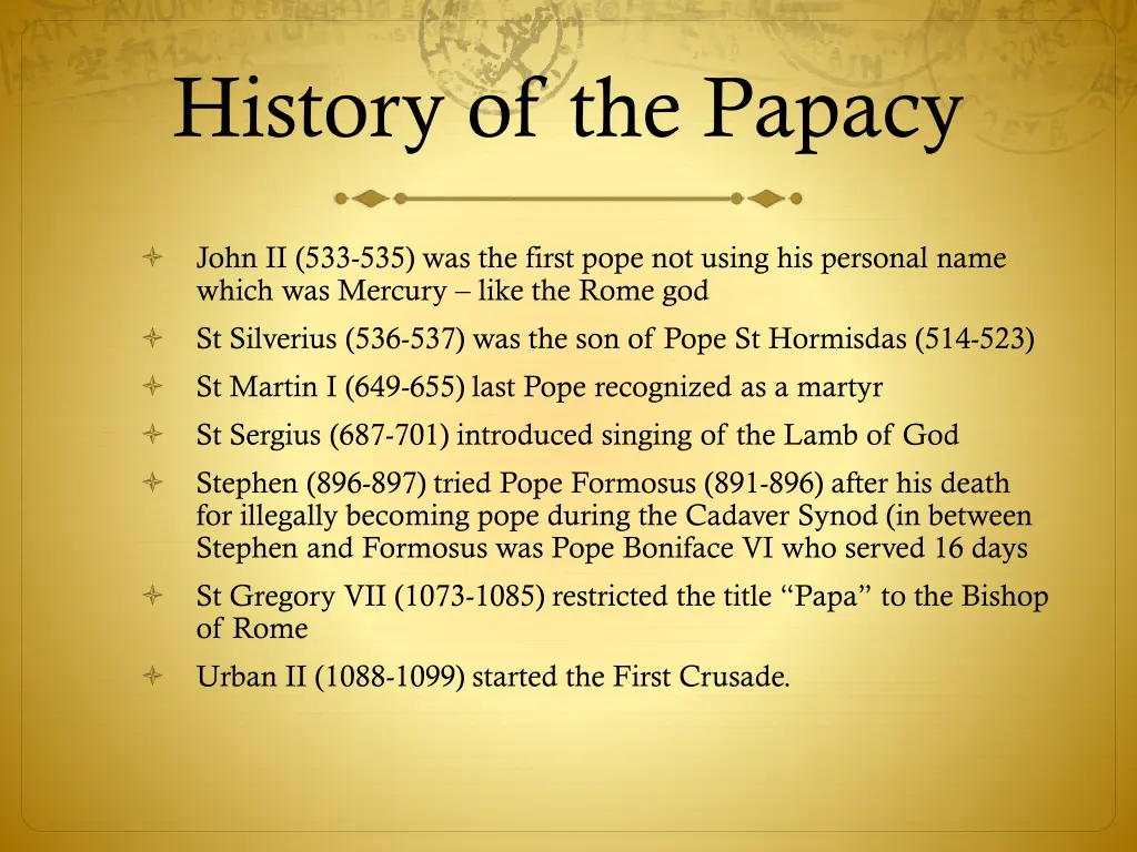 history of the papacy 2