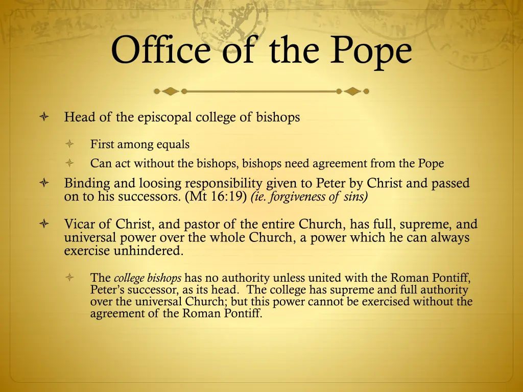 office of the pope