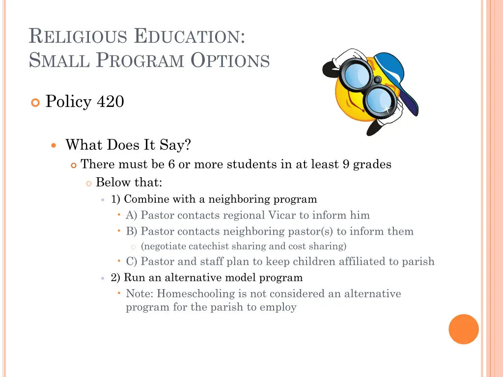 r eligious e ducation s mall p rogram o ptions 1