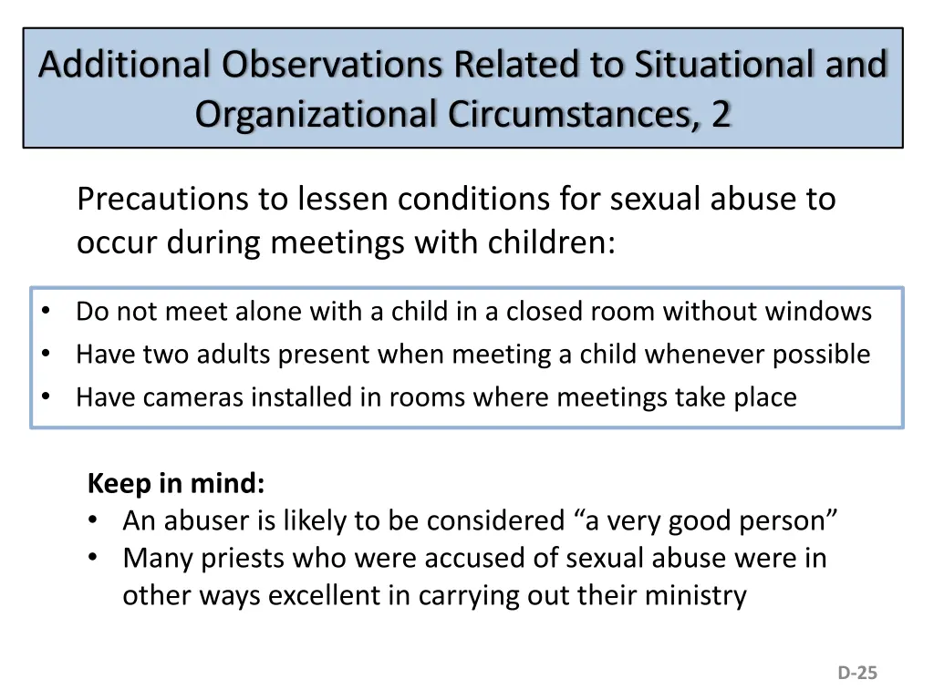 additional observations related to situational 1