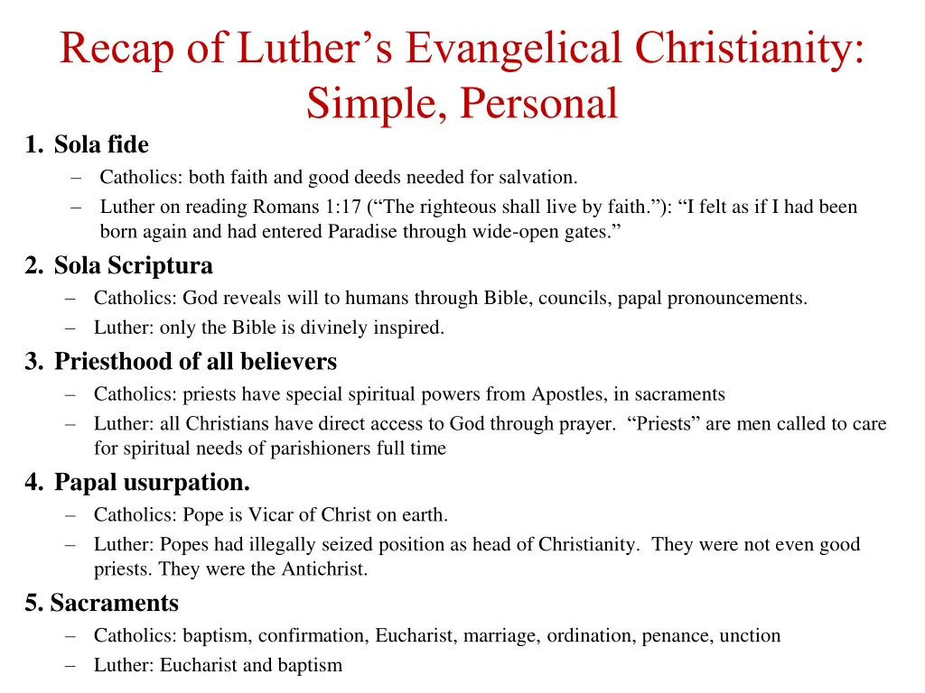 recap of luther s evangelical christianity simple