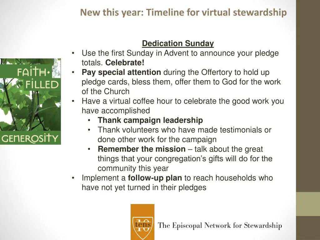 new this year timeline for virtual stewardship 2