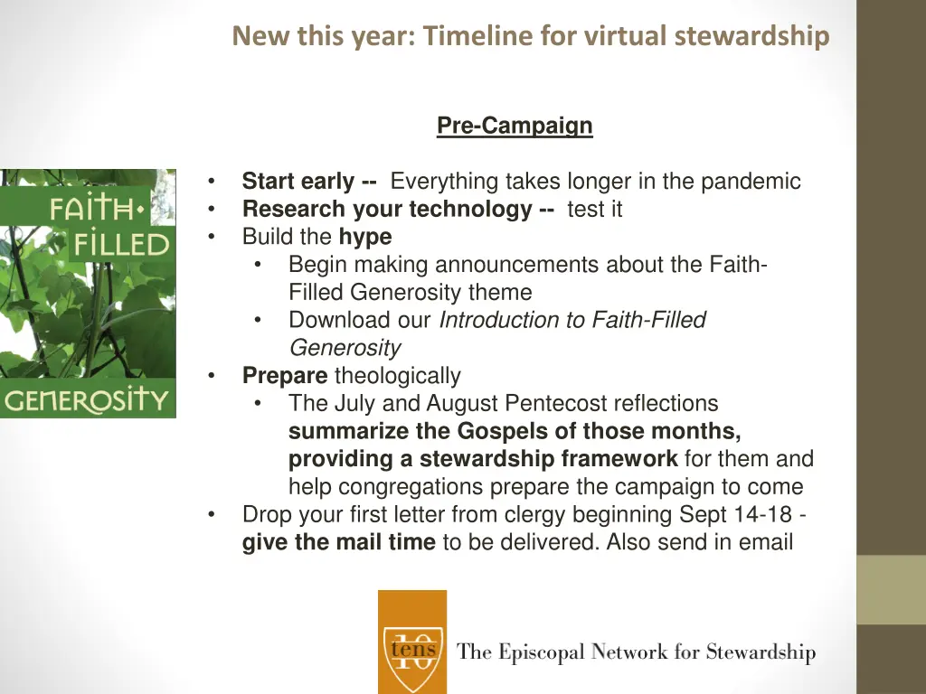 new this year timeline for virtual stewardship