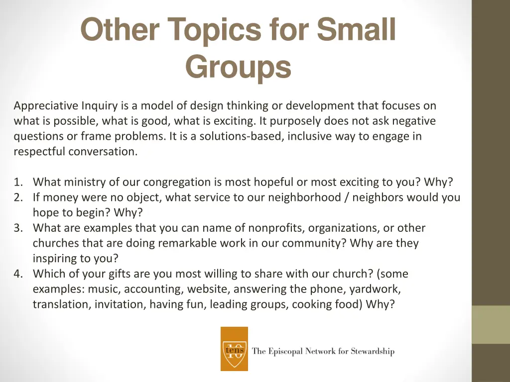 other topics for small groups