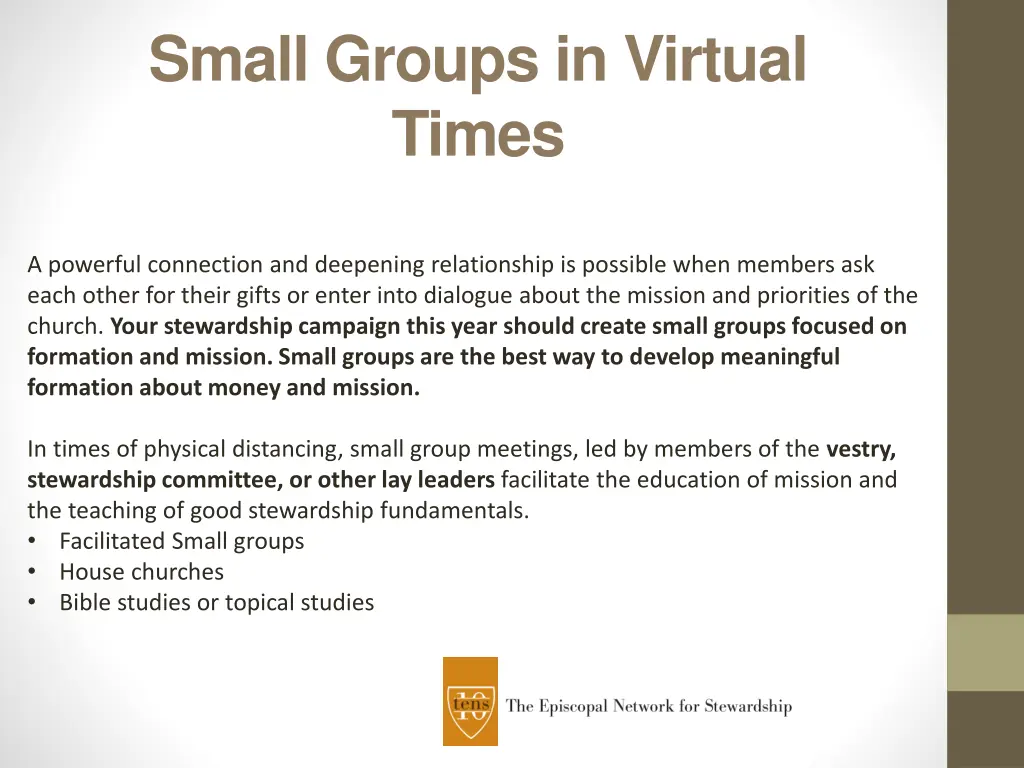 small groups in virtual times