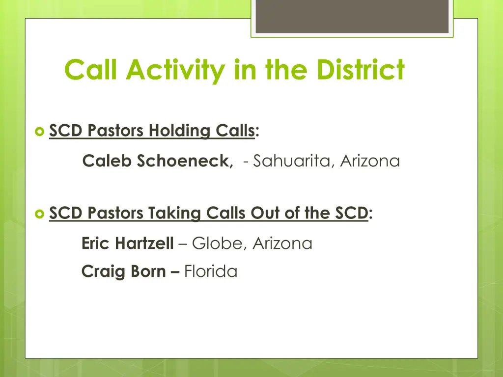 call activity in the district