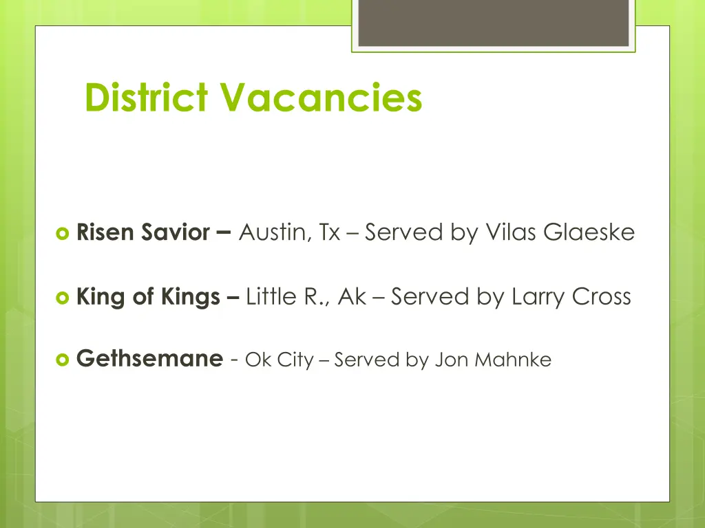 district vacancies