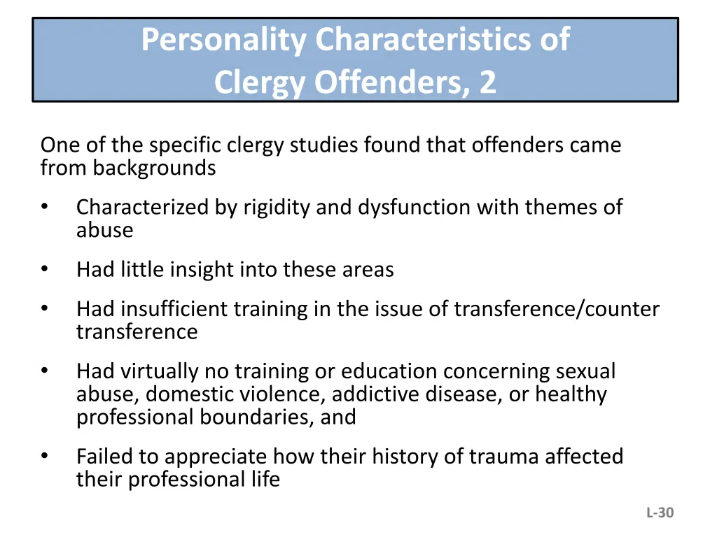 personality characteristics of clergy offenders 2