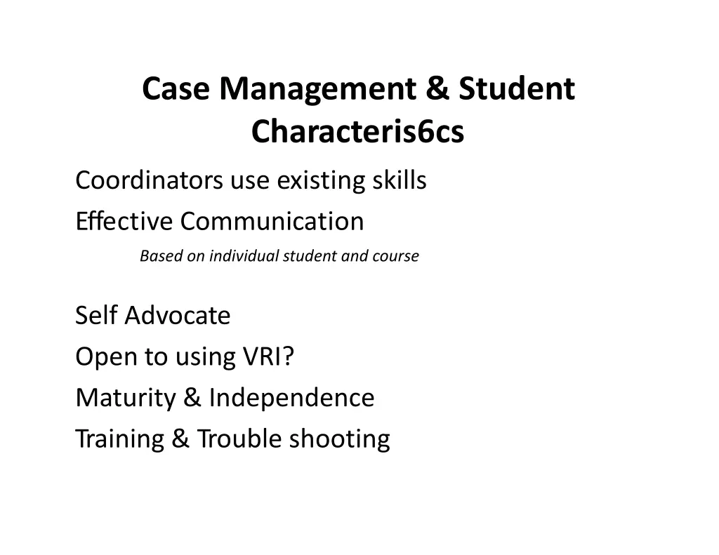 case management student characteris6cs