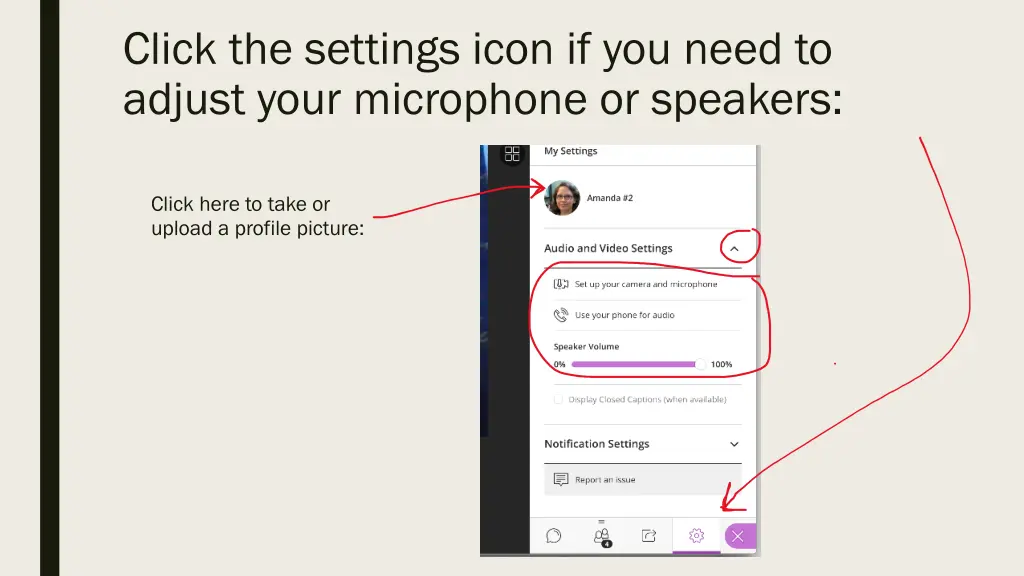 click the settings icon if you need to adjust