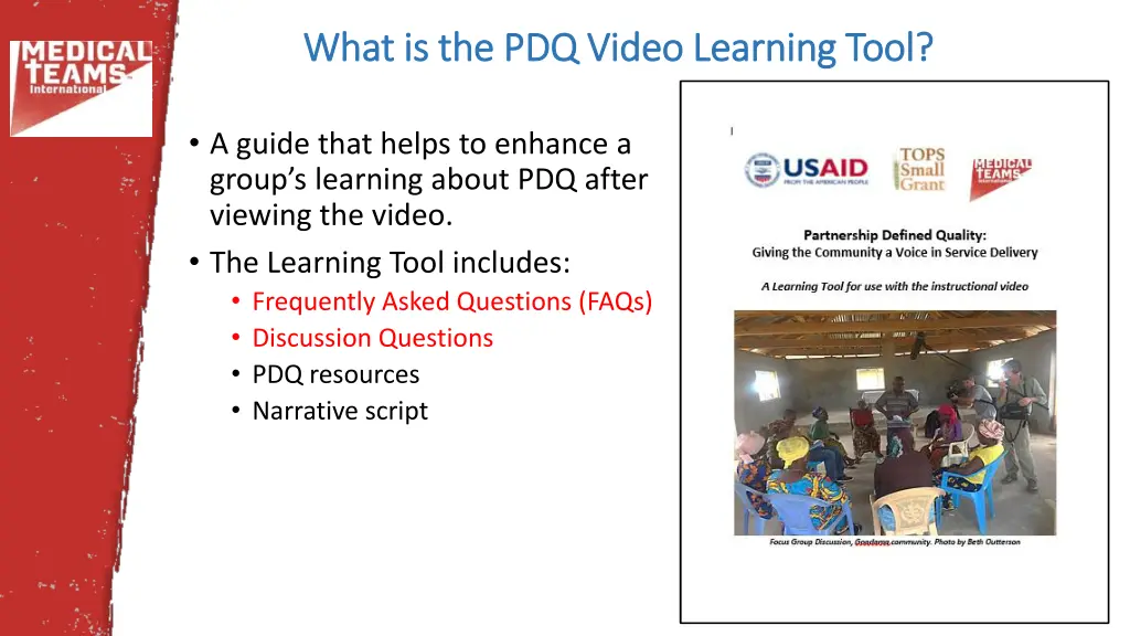 what is the pdq video learning tool what