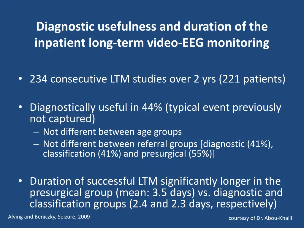 diagnostic usefulness and duration