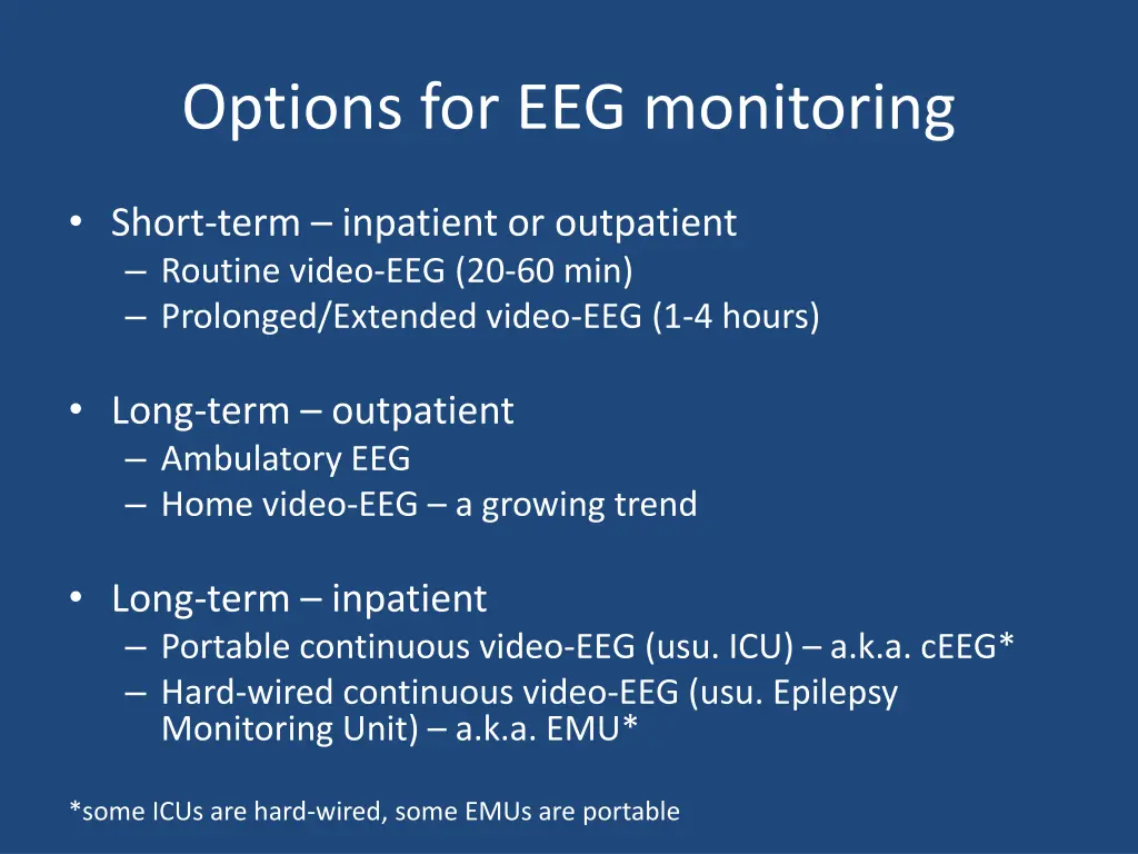 options for eeg monitoring