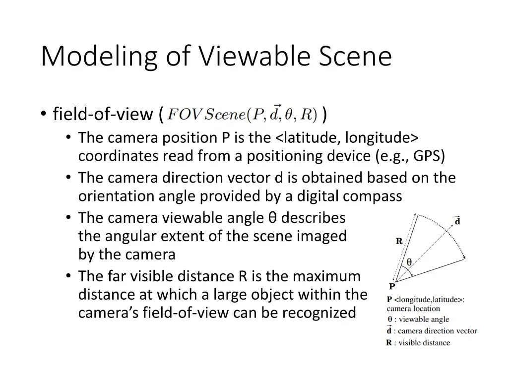 modeling of viewable scene