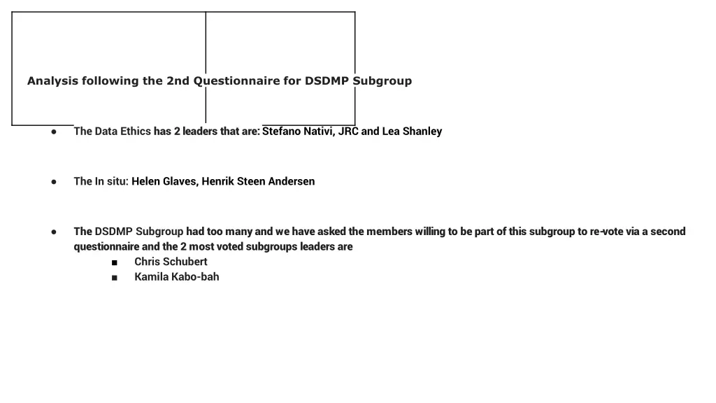 analysis following the 2nd questionnaire