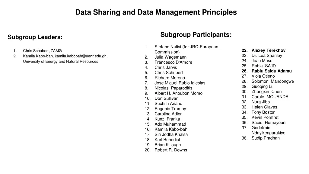 data sharing and data management principles